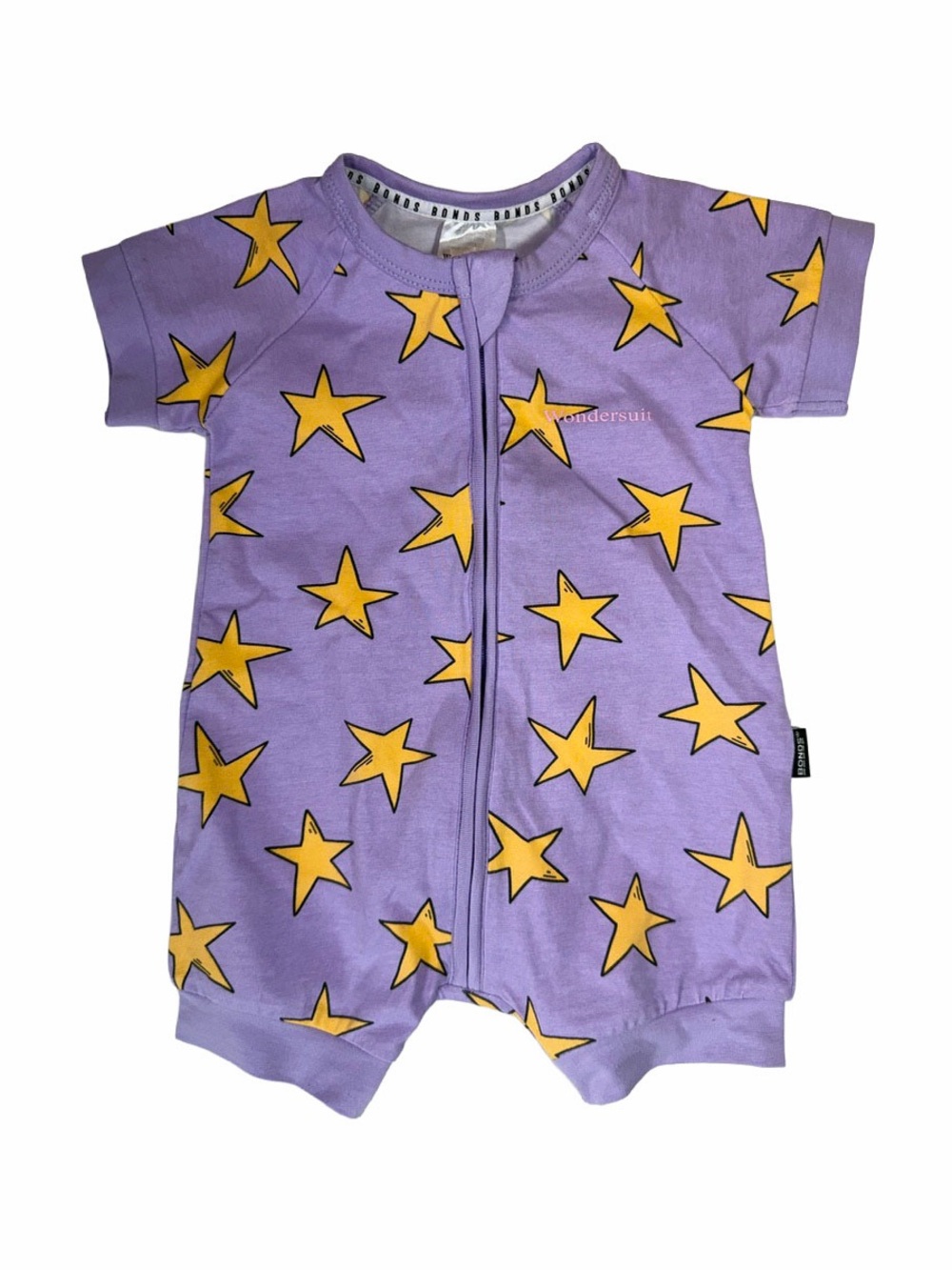 Bonds Wondersuit Zippy Romper Purple Star Print Size 00 (3-6 Months) NWT